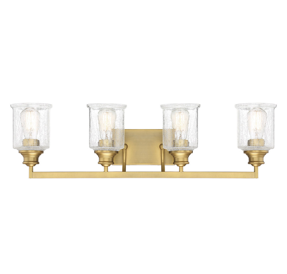 Hampton 4-Light Bathroom Vanity Light in Warm Brass