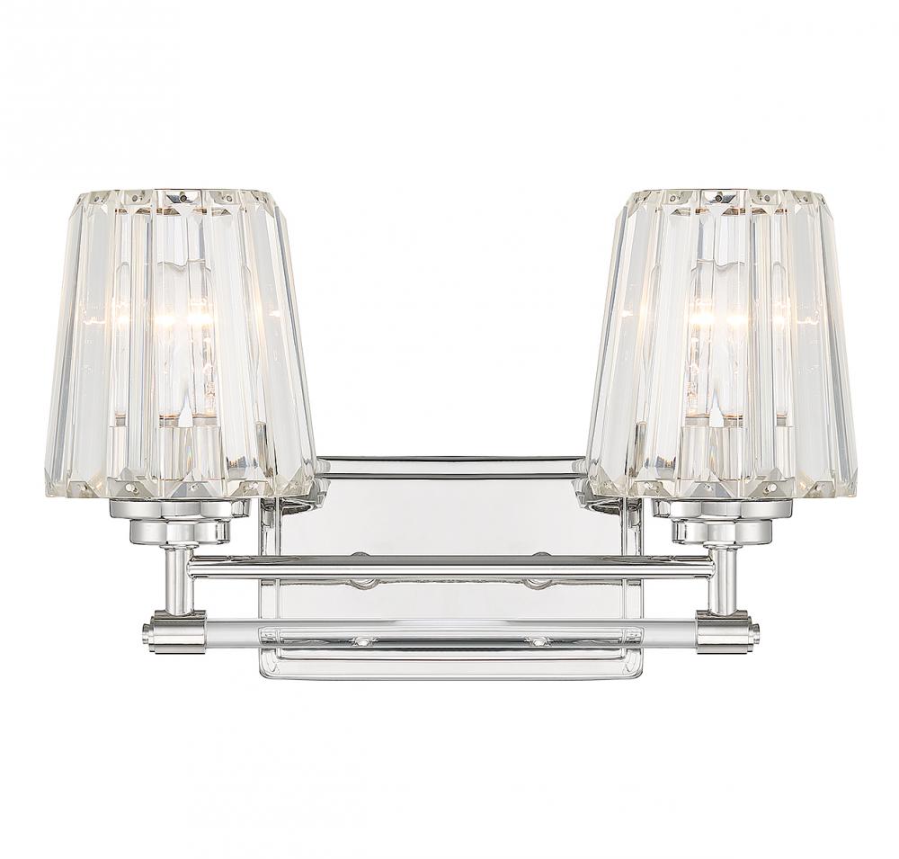 Garnet 2-Light Bathroom Vanity Light in Polished Nickel