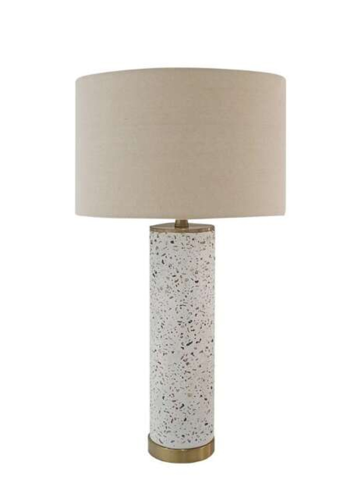 1 Light Metal/Concrete Base Table Lamp in White Terrazo/Antique Brass
