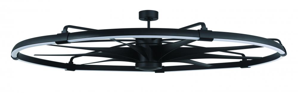 Axel 80" 9-Blade Ceiling Fan in Flat Black w/ Flat Black Blades; Integrated Light Kit