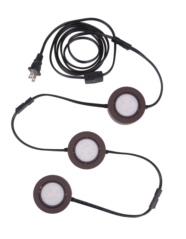 2.75" LED Under Cabinet Puck in Bronze, 3 pack