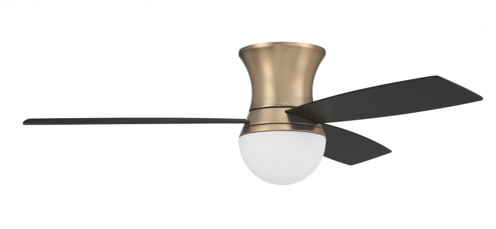 Daybreak 52" 3-Blade Ceiling Fan in Satin Brass w/ Flat Black/Black Walnut Blades