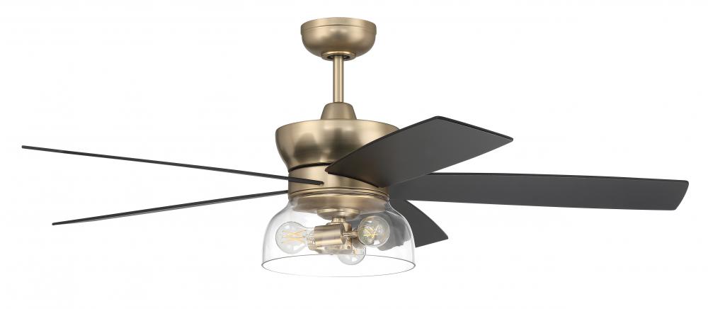 Gibson 52" 5-Blade Ceiling Fan in Satin Brass w/ Flat Black/Black Walnut Blades