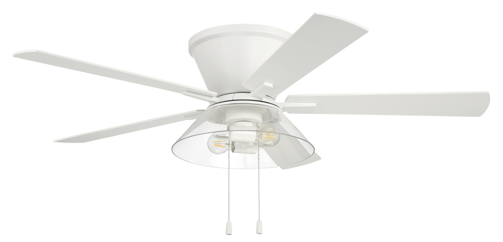 Insight 52" 5-Blade Ceiling Fan White Finish, White/Washed Oak Blades, Integrated Light kit