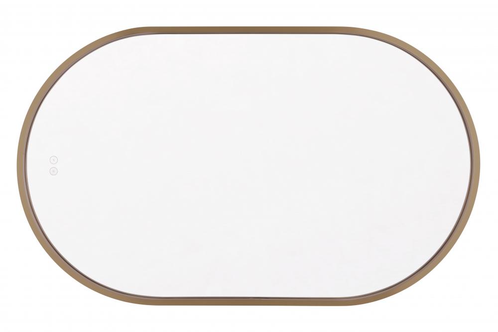 Rachel 24"x 40" Framed Oval Edge Lit LED Mirror, Defogger & Dimmer, 3000-5000K, in Satin Bra