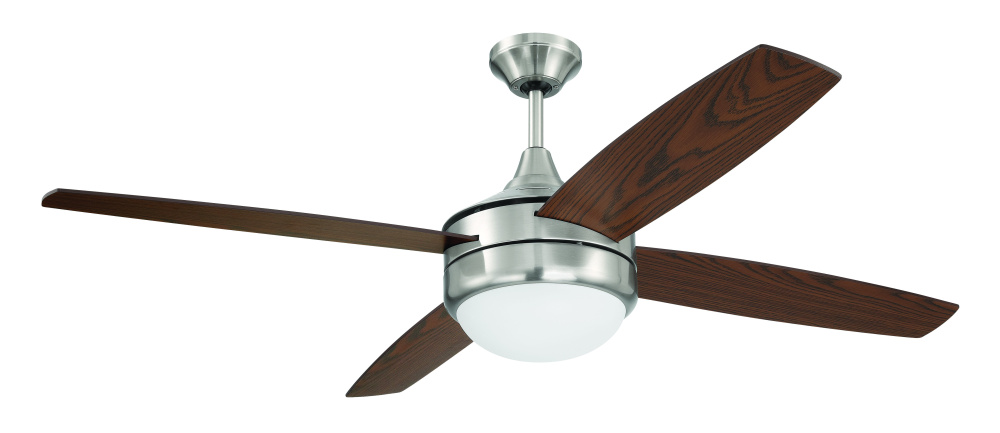 Phaze II 52" 4-Blade Ceiling Fan in Brushed Polished Nickel w/ Walnut/Dark Oak Blades