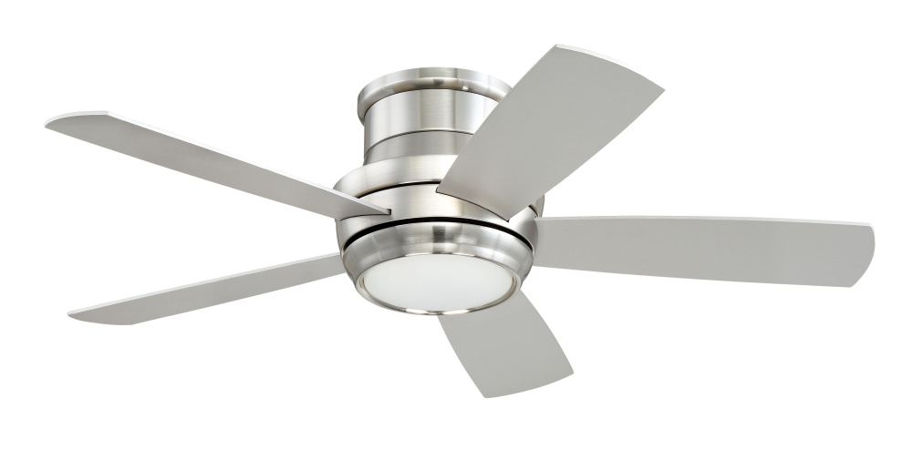 Tempo Hugger 44" 5-Blade Ceiling Fan in Brushed Polished Nickel w/ Brushed Nickel/Maple Blades