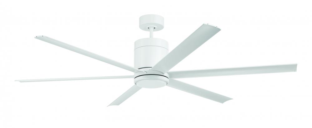 Tate 65" 6-Blade Indoor/Outdoor (Wet) Ceiling Fan in White w/ White Blades