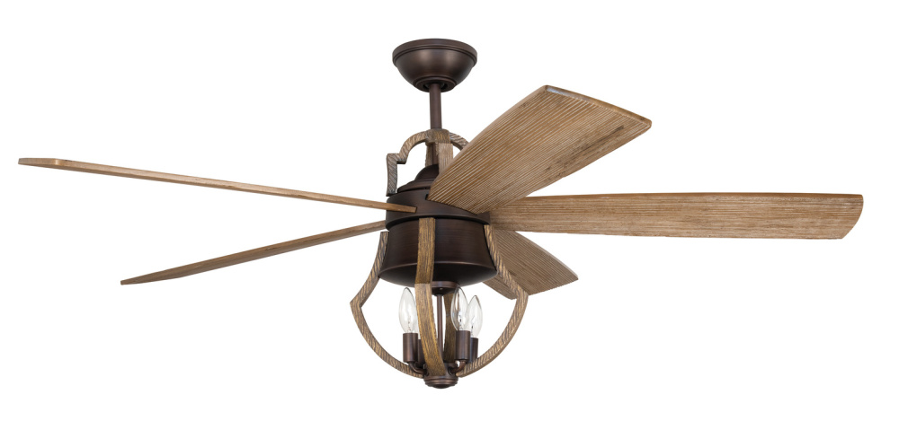 Winton 56" 5-Blade Ceiling Fan in Aged Bronze Brushed w/ Weathered Pine Blades