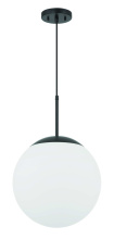 Craftmade 56893-FB-WG - Gaze 14" 1 Light Round Pendant in Flat Black, White Glass