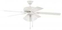 Craftmade DCF52W5C3W - Decorator's Choice 52" 5-Blade 3 Light Ceiling Fan in Matte White w/ Matte White Blades