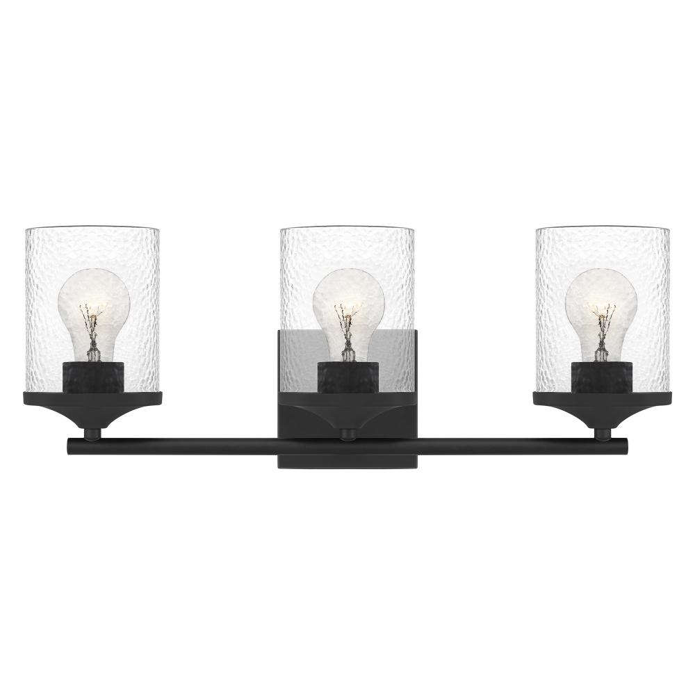 Abner 3-Light Matte Black Vanity Light