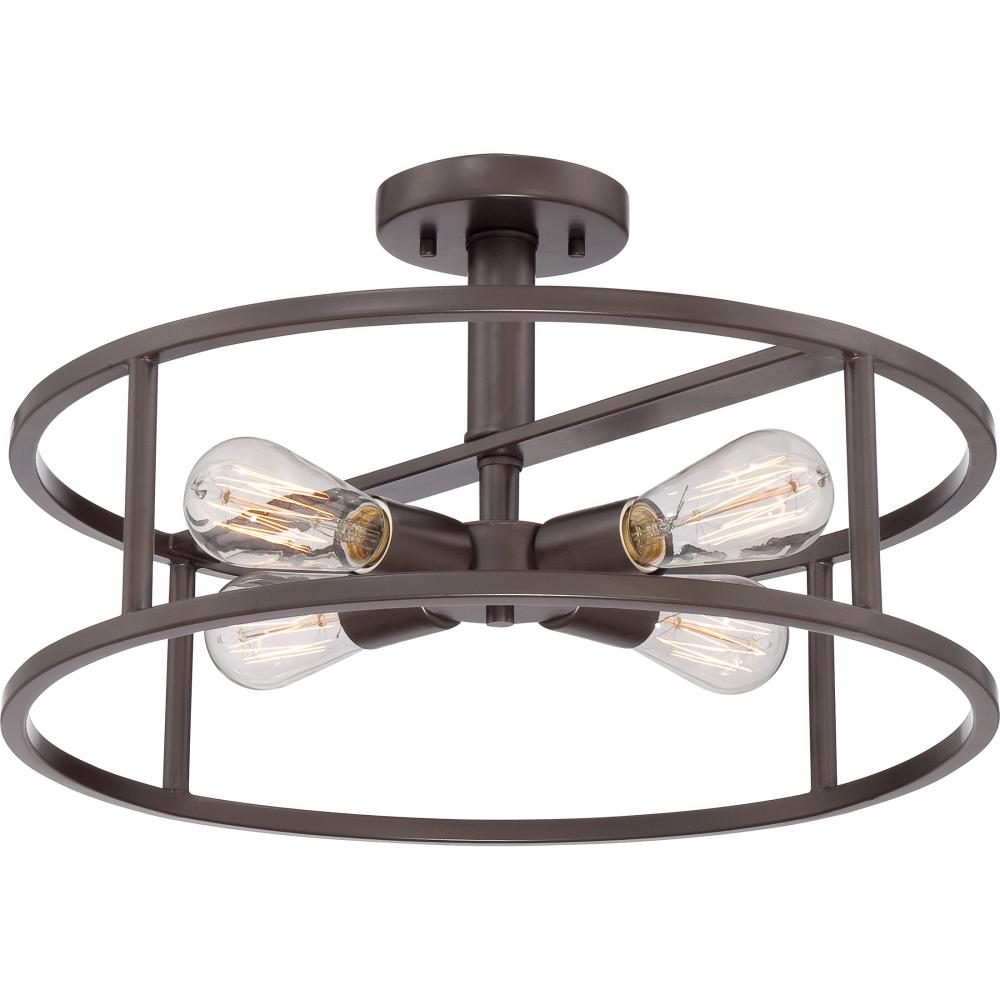 New Harbor 4-Light Western Bronze Semi-Flush Mount Light