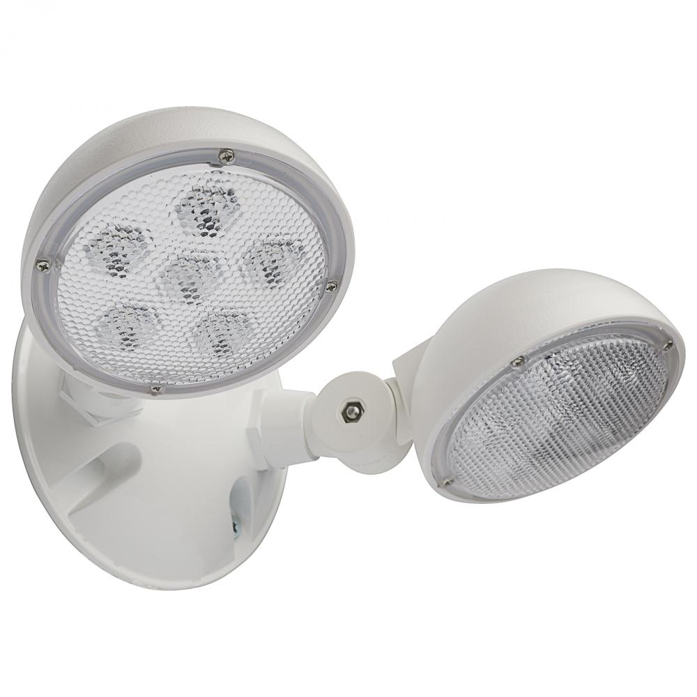 Remote Emergency Light; Weatherproof Low Power Dual Head; 3-12V 1.5W; White Finish