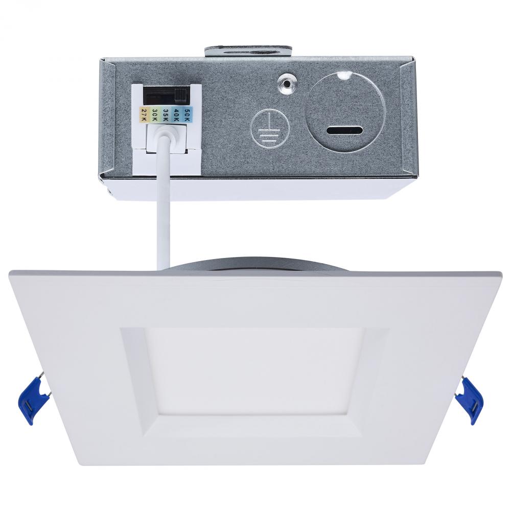 12 Watt LED Direct Wire Downlight; Slimfit; Smooth Baffle; 6 Inch; CCT Selectable; Square; Remote