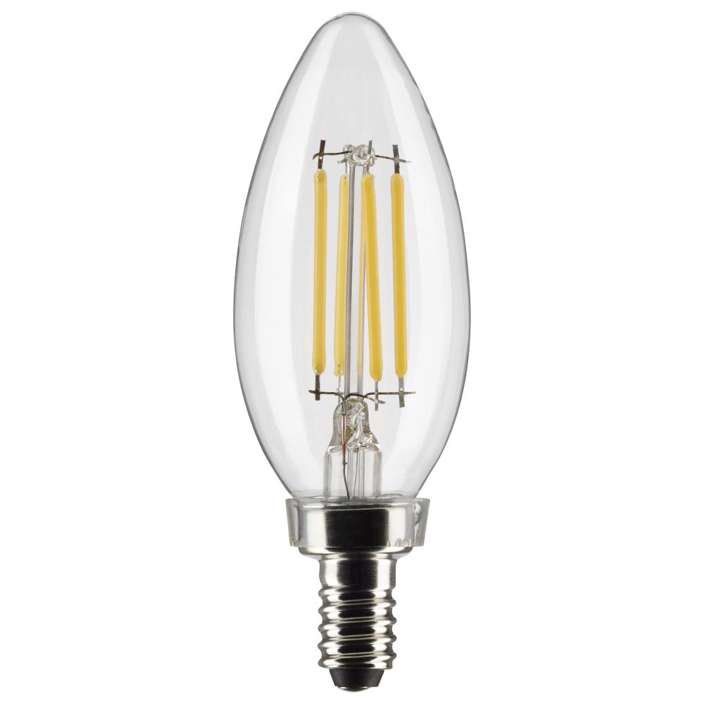 4 Watt B11 LED Filament; Clear; Candelabra base; 90 CRI; 5000K; 120 Volt