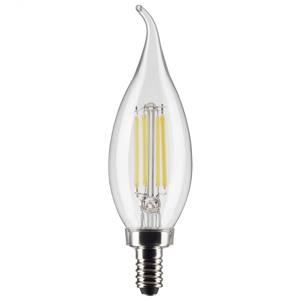 5.5 Watt CA10 LED Filament; Clear; Candelabra Base; 5000K; 120 Volt; 2-Card
