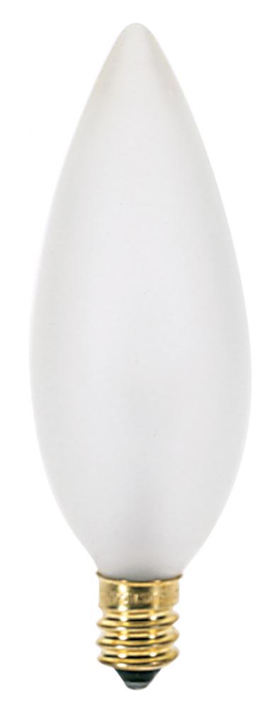 60 Watt B10 Incandescent; Frost; 1500 Average rated hours; 672 Lumens; Candelabra base; 120 Volt;