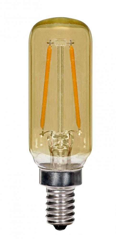 2.5 Watt T6 LED Filament; Amber; Candelabra base; 2000K; 150 Lumens; 120 Volt