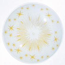 Satco Products Inc. 50/196 - 13 in.; Round Glass Lamp Shade; White And Gold; Starburst Pattern