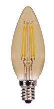 Satco Products Inc. S9986 - 3.5 Watt Torpedo CTA LED Filament; Amber; Candelabra base; 2000K; 300 Lumens; 120 Volt