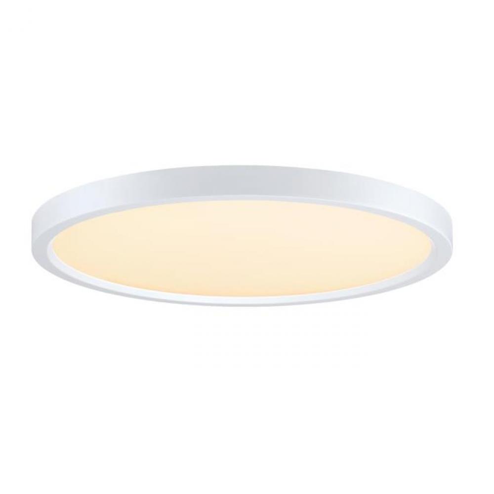 15 in. 30W LED Flush with Color Temperature Selection White Finish White Acrylic Shade