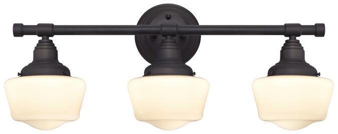 3 Light Wall Fixture Oil Rubbed Bronze Finish White Opal Glass