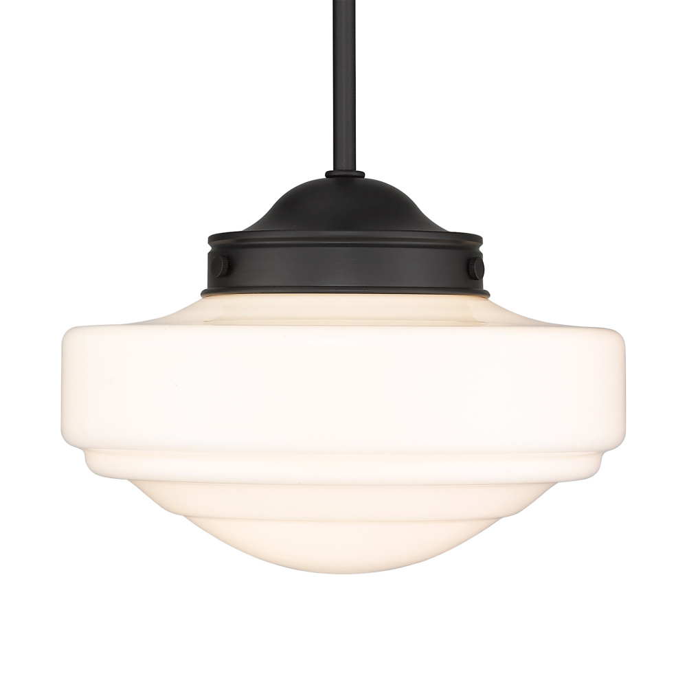 Golden Lighting Ingalls 1-light 12in Pendant in Matte Black and Vintage Milk Glass