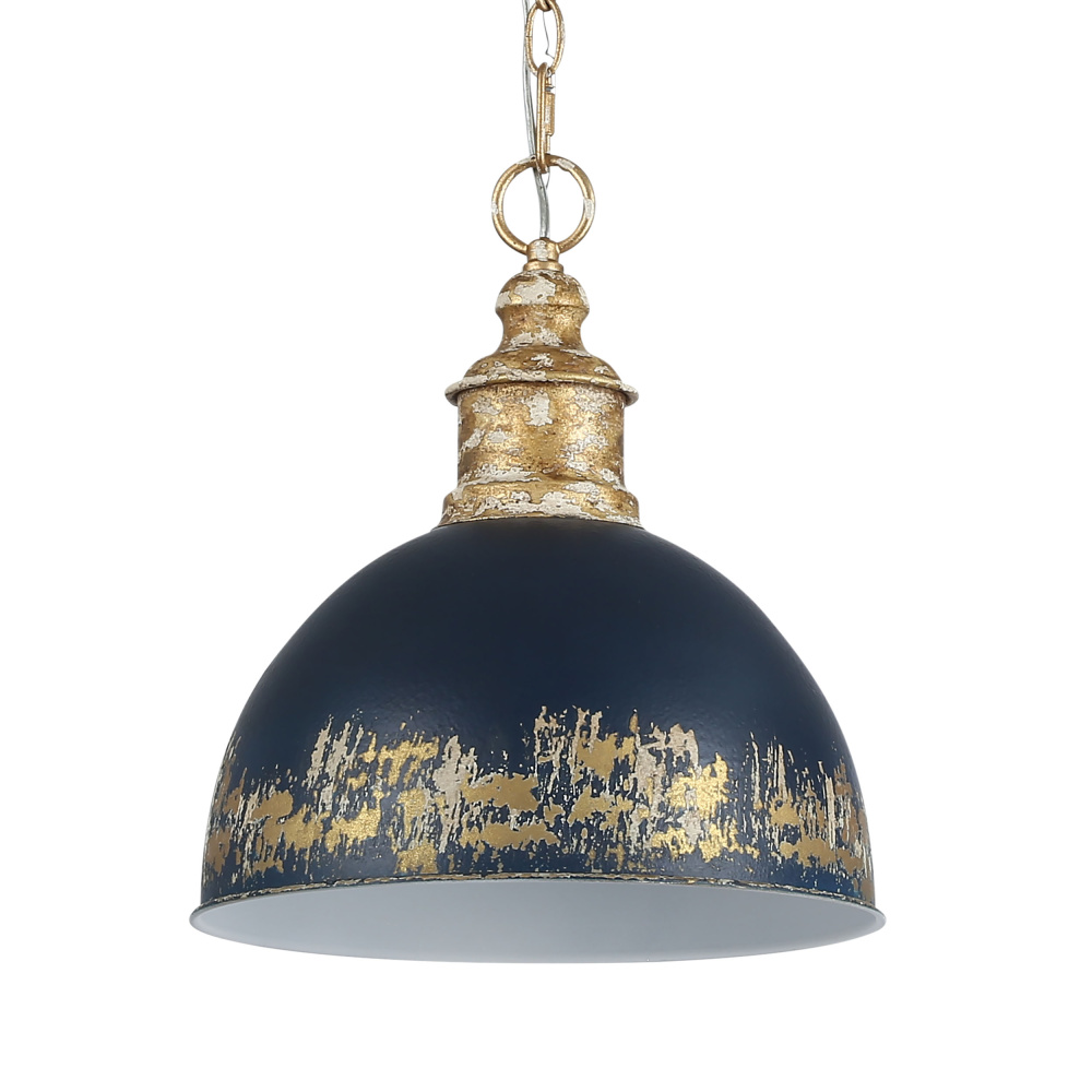 Golden Lighting Alison 1-light Pendant in Vintage Gold and Antique Matte Navy shade