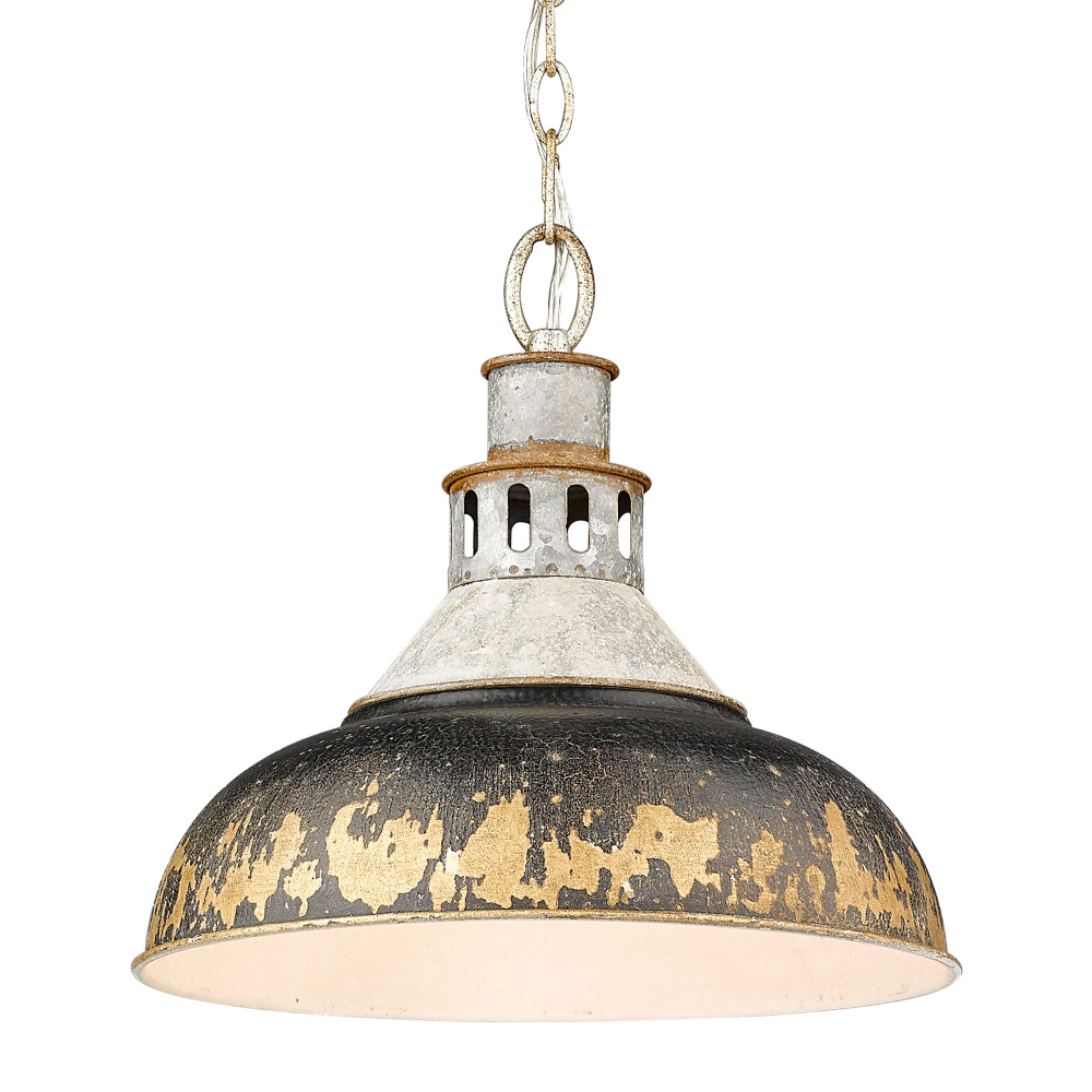 Golden Lighting Kinsley 1-light Pendant in Antique Black Iron shade