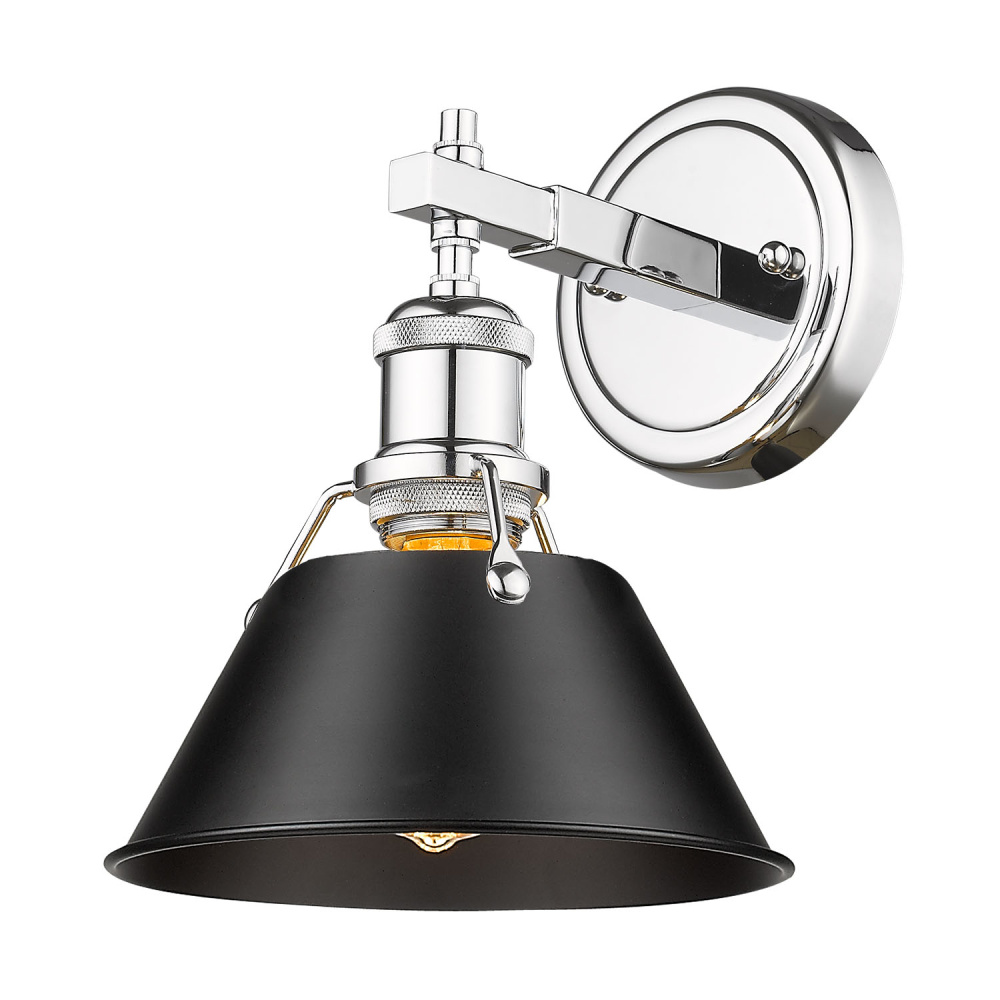 Yep by Golden Lighting Orwell 1-light Vanity in Chrome and Matte Black shade