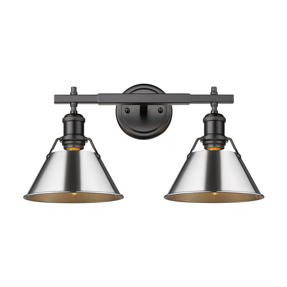 Yep by Golden Lighting Orwell 2-light Vanity in Matte Black and Chrome shade