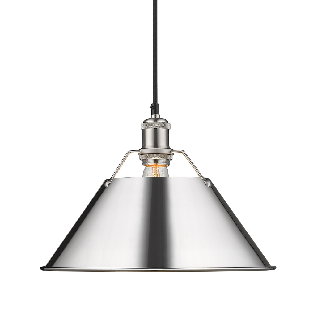Yep by Golden Lighting Orwell 1-light 14in Pendant in Pewter and Chrome shade
