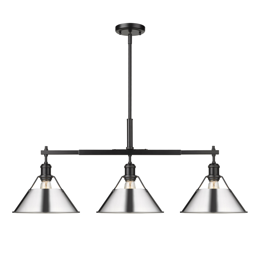 Yep by Golden Lighting Orwell 3-light Island Light in Matte Black and Chrome shade