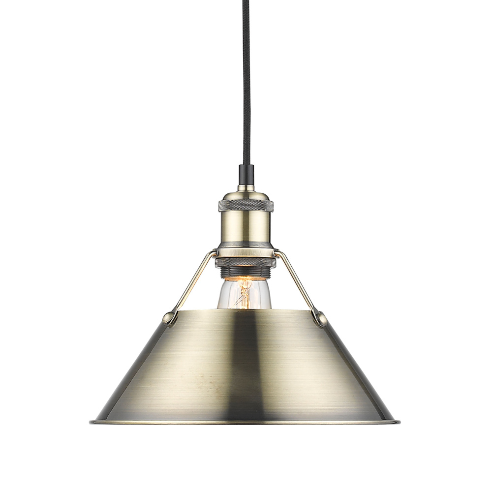 Yep by Golden Lighting Orwell 1-light 10in Pendant in Aged Brass