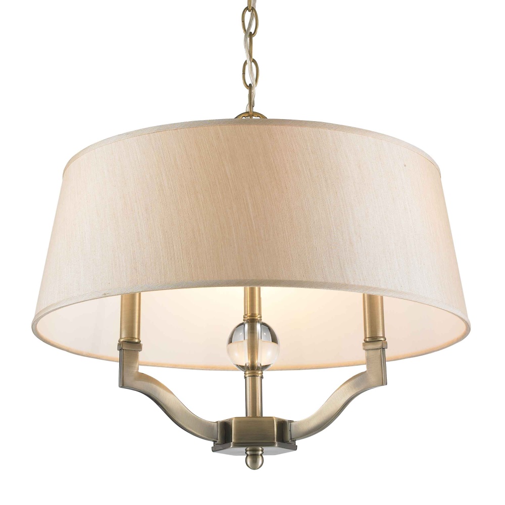 Wry Lighting Waverly 3-light Semi-Flush Mount in Aged Brass