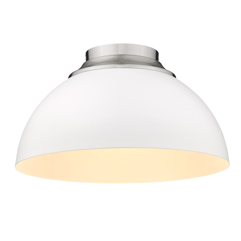 Yep by Golden Lighting Zoey 3-light Flush Mount in Pewter and Matte White shade