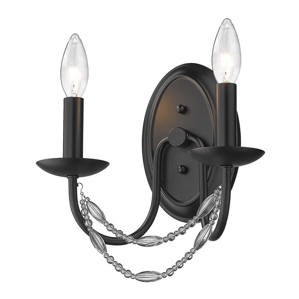 Golden Lighting Mirabella 2-light Wall Sconce in Matte Black