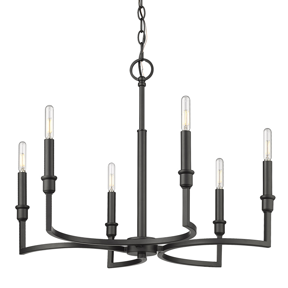 Golden Lighting Ellyn 6-light Chandelier in Matte Black