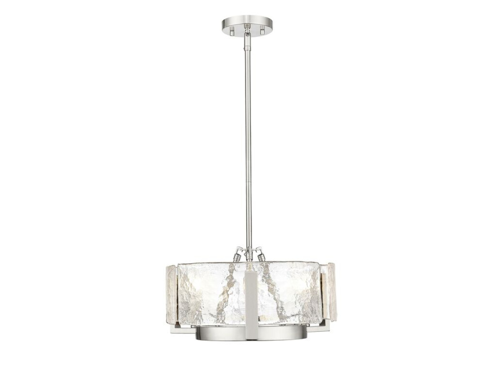 Aenon 3-Light Chandelier in Pewter with Hammered Water Glass