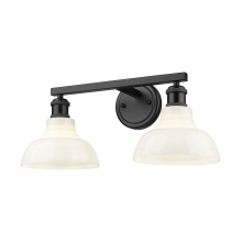 Golden 0305-BA2 BLK-VMG - Yep by Golden Lighting Carver 2-light Vanity in Matte Black and Vintage Milk Glass