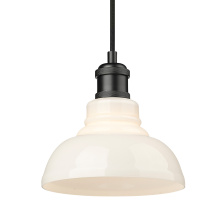 Golden 0305-S BLK-VMG - Yep by Golden Lighting Carver 1-light Pendant in Matte Black and Vintage Milk Glass