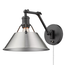 Golden 3306-A1W BLK-PW - Yep by Golden Lighting Orwell 1-light Swing Arm Wall Lamp in Matte Black and Pewter shade