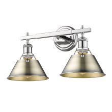 Golden 3306-BA2 CH-AB - Yep by Golden Lighting Orwell 2-light Vanity in Chrome and Aged Brass shade