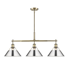 Golden 3306-LP AB-CH - Yep by Golden Lighting Orwell 3-light Island Light in Aged Brass and Chrome shade