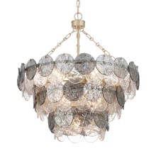 Golden 6007-27 AGS-SPG - Yep by Golden Lighting Cascada 11-light Pendant in Aegean Silver and Smoke Plated Glass