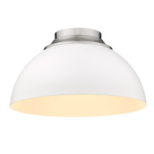 Golden 6956-FM PW-WHT - Yep by Golden Lighting Zoey 3-light Flush Mount in Pewter and Matte White shade