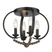 Golden 8320-FM BLK-EWB - Golden Lighting Flori 4-light Flush Mount in Matte Black