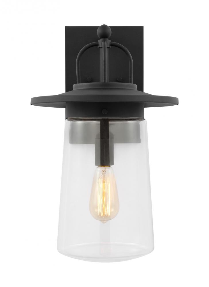 Tybee casual 1-light LED outdoor exterior large wall lantern sconce in black Finish