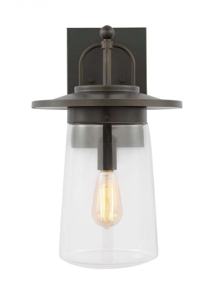 Tybee casual 1-light LED outdoor exterior large wall lantern sconce in antique bronze Finish